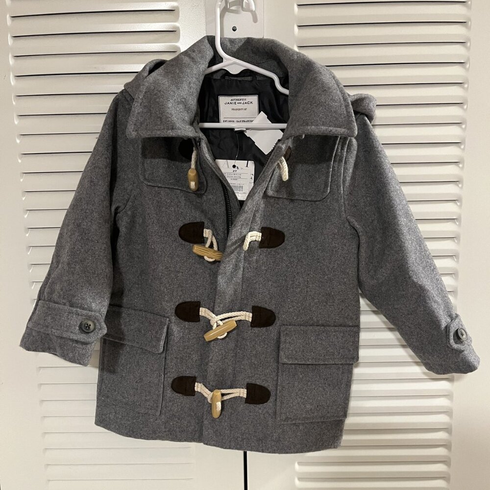 Janie and Jack 2T Gray Wool Blend Toggle Coat